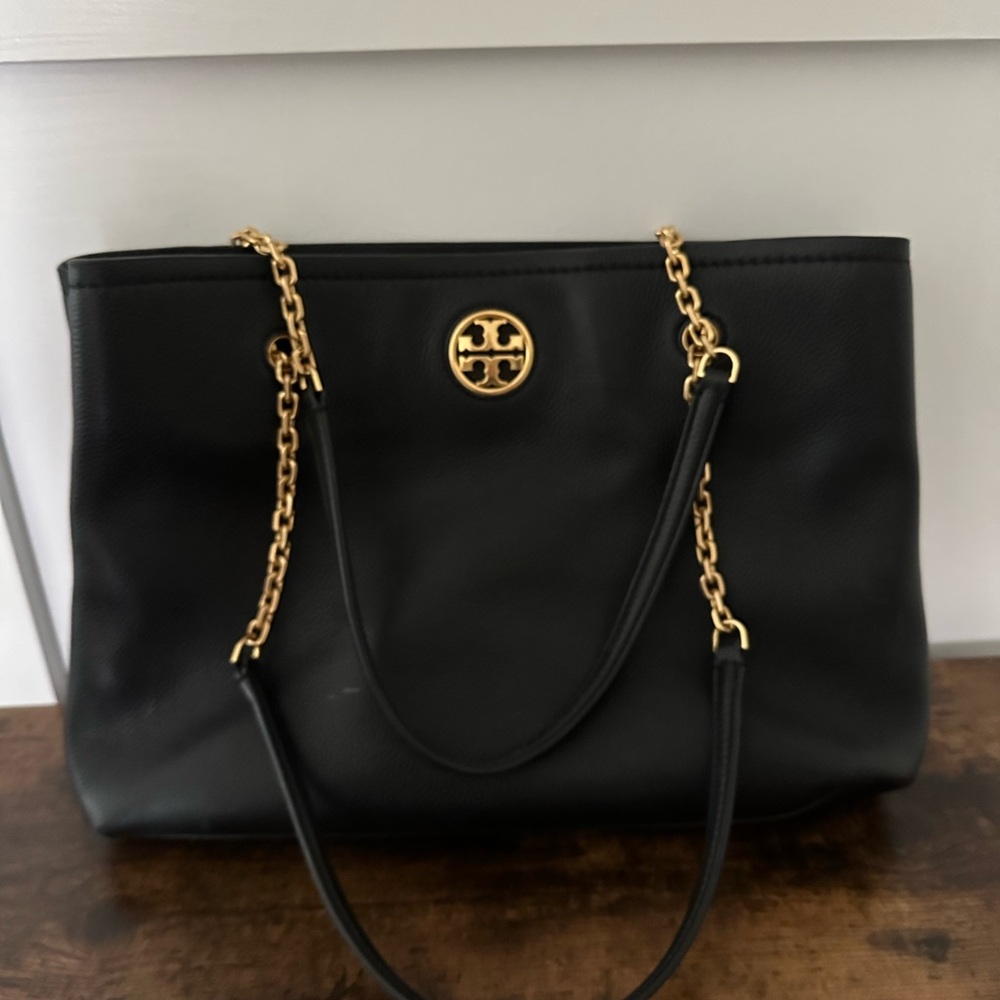 Tory Burch Black Leather Tote Bag